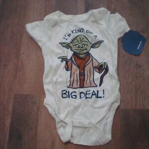 YODA STAR WARS 6M INFANT‎ ROMPER VINTAGE SHIRT 00S Y2K G7